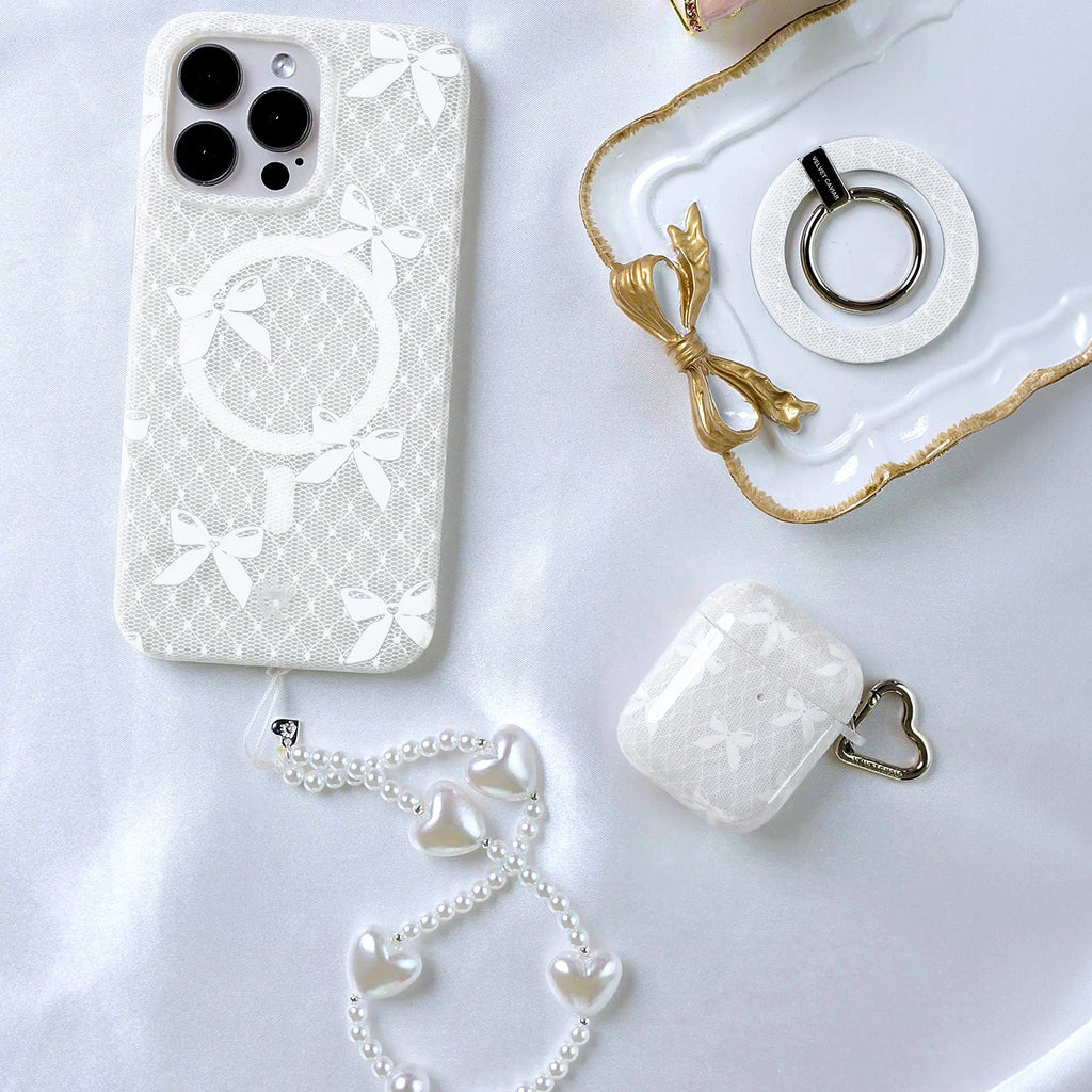 Vintage Pearl Heart Phone Charm