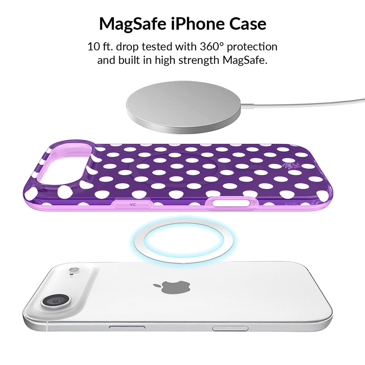 Violet Glow Polka Dot iPhone Bundle Set