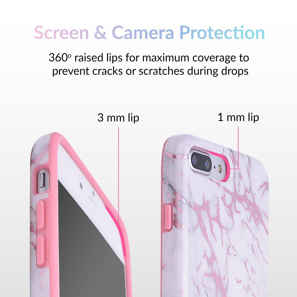 White Marble Pink Chrome iPhone Case