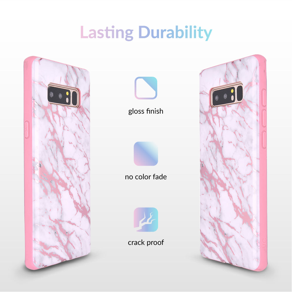 White Marble Pink Chrome Samsung Galaxy Case