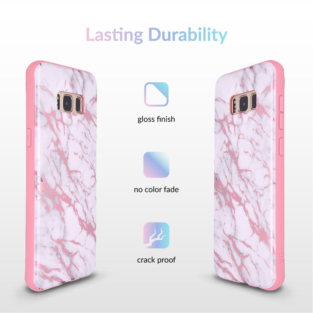 White Marble Pink Chrome Samsung Galaxy Case