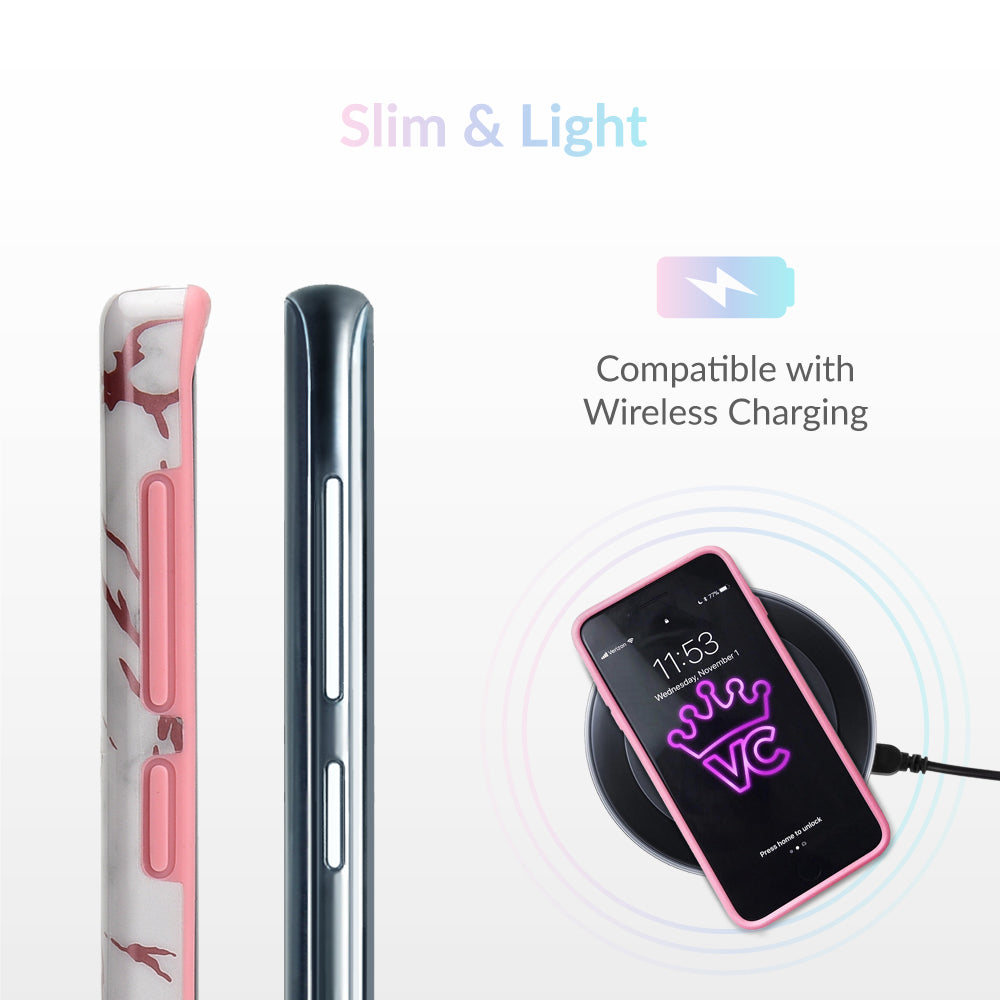 White Marble Pink Chrome Samsung Galaxy Case