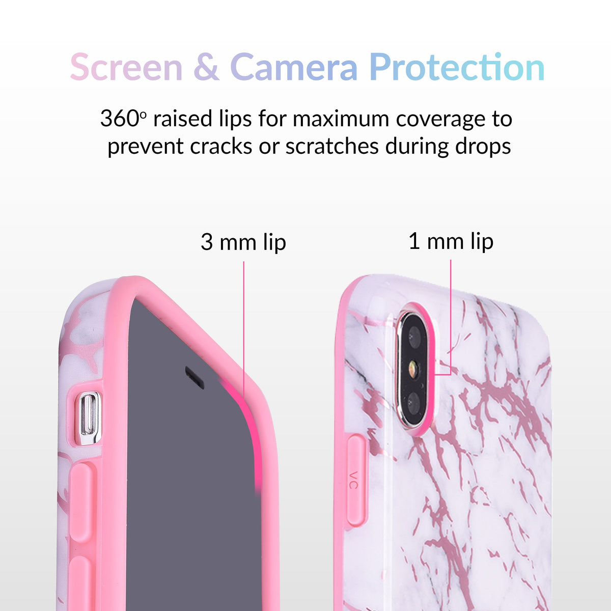 White Marble Pink Chrome iPhone Case