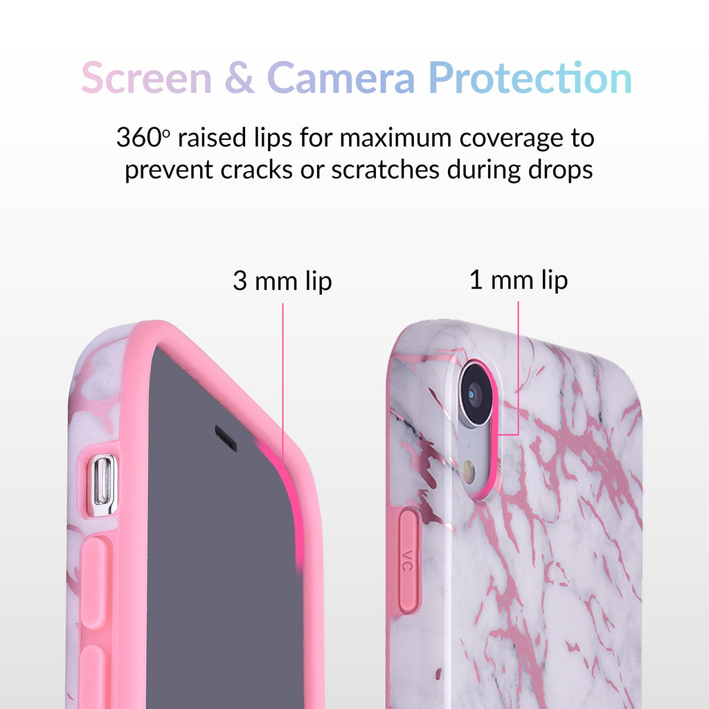 White Marble Pink Chrome iPhone Case