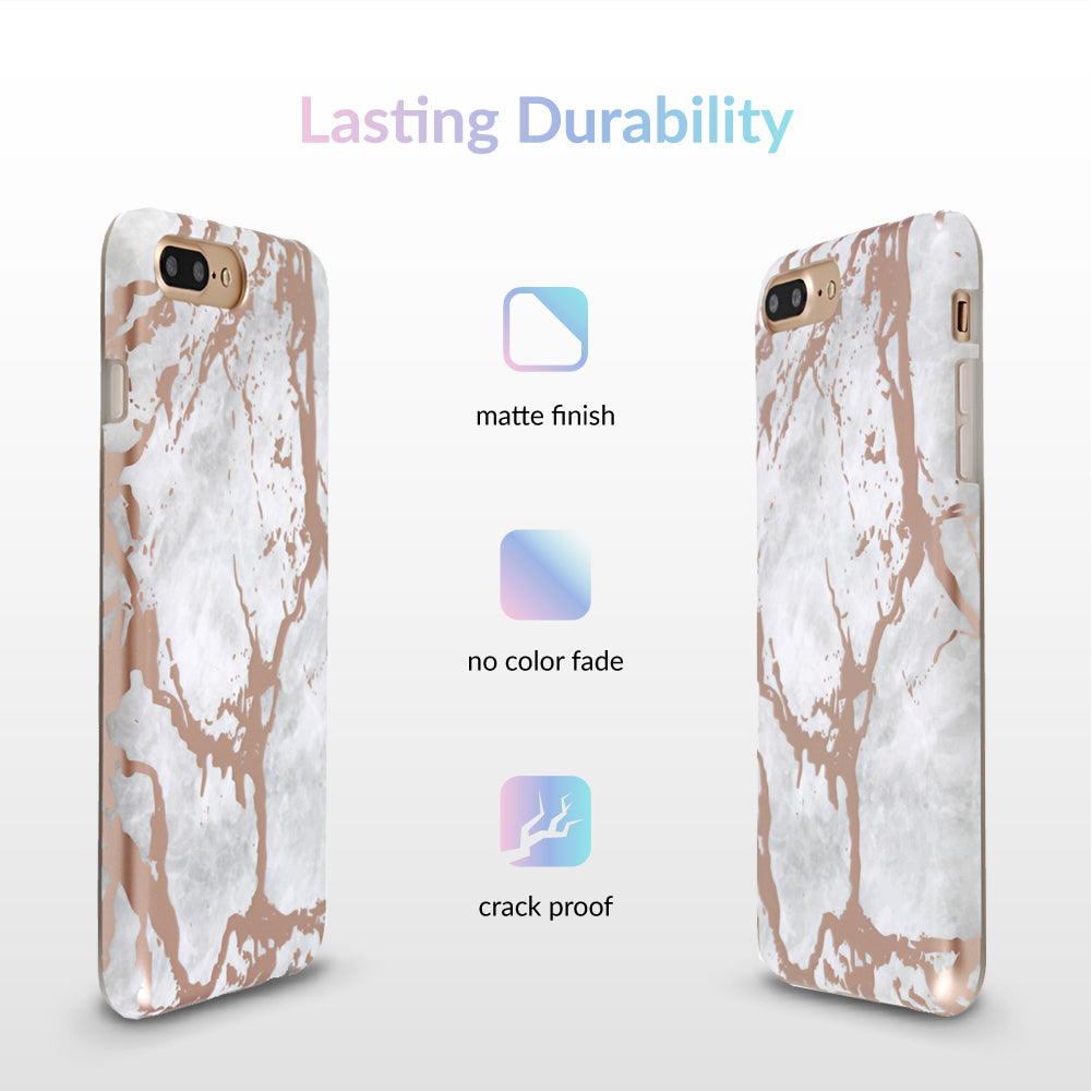 White Marble Rose Gold Chrome iPhone Case