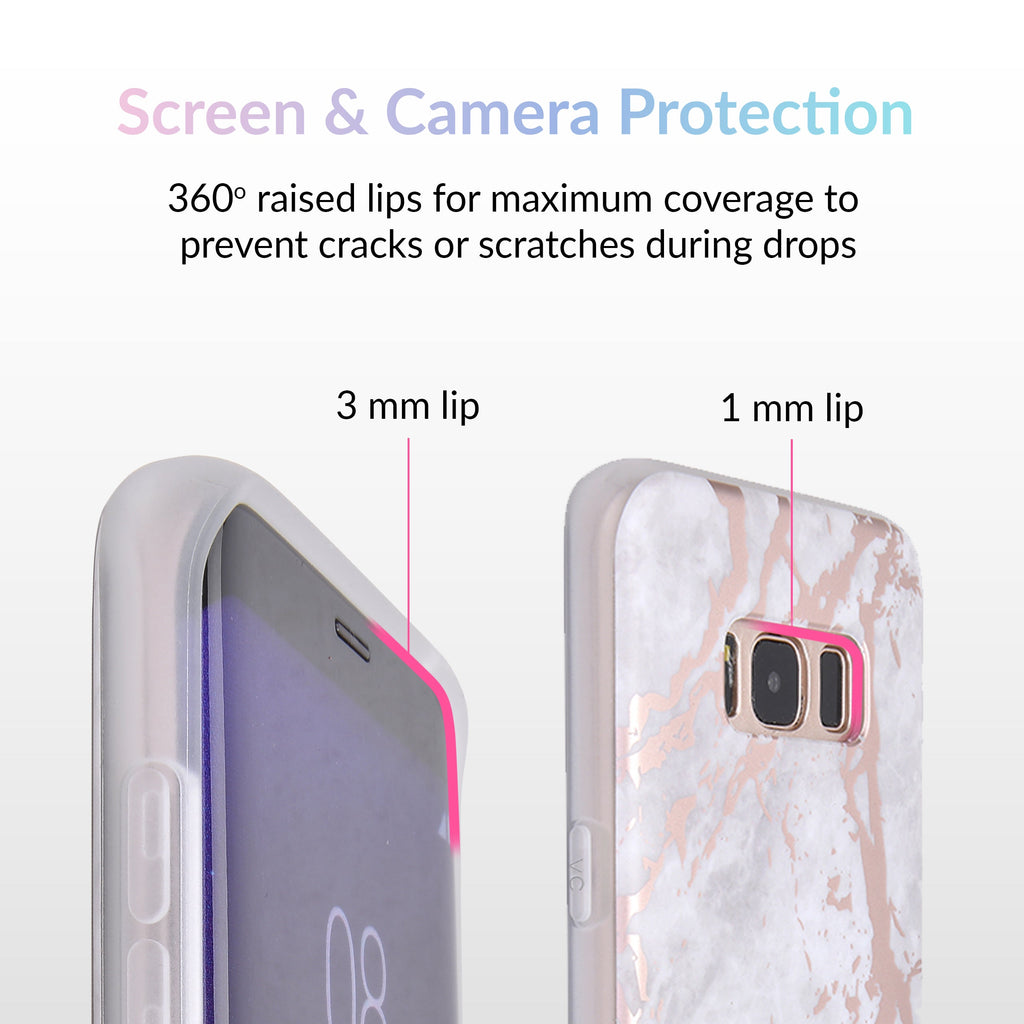 White Marble Rose Gold Chrome Samsung Galaxy Case