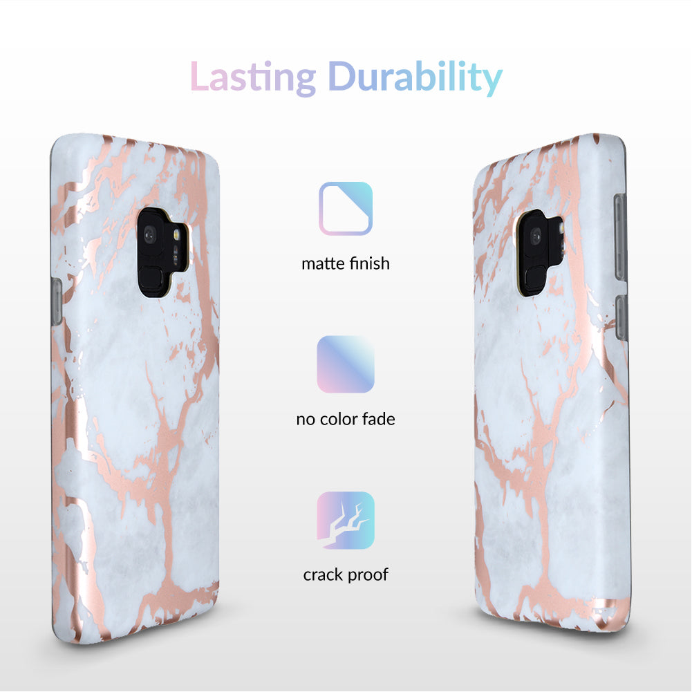 White Marble Rose Gold Chrome Samsung Galaxy Case