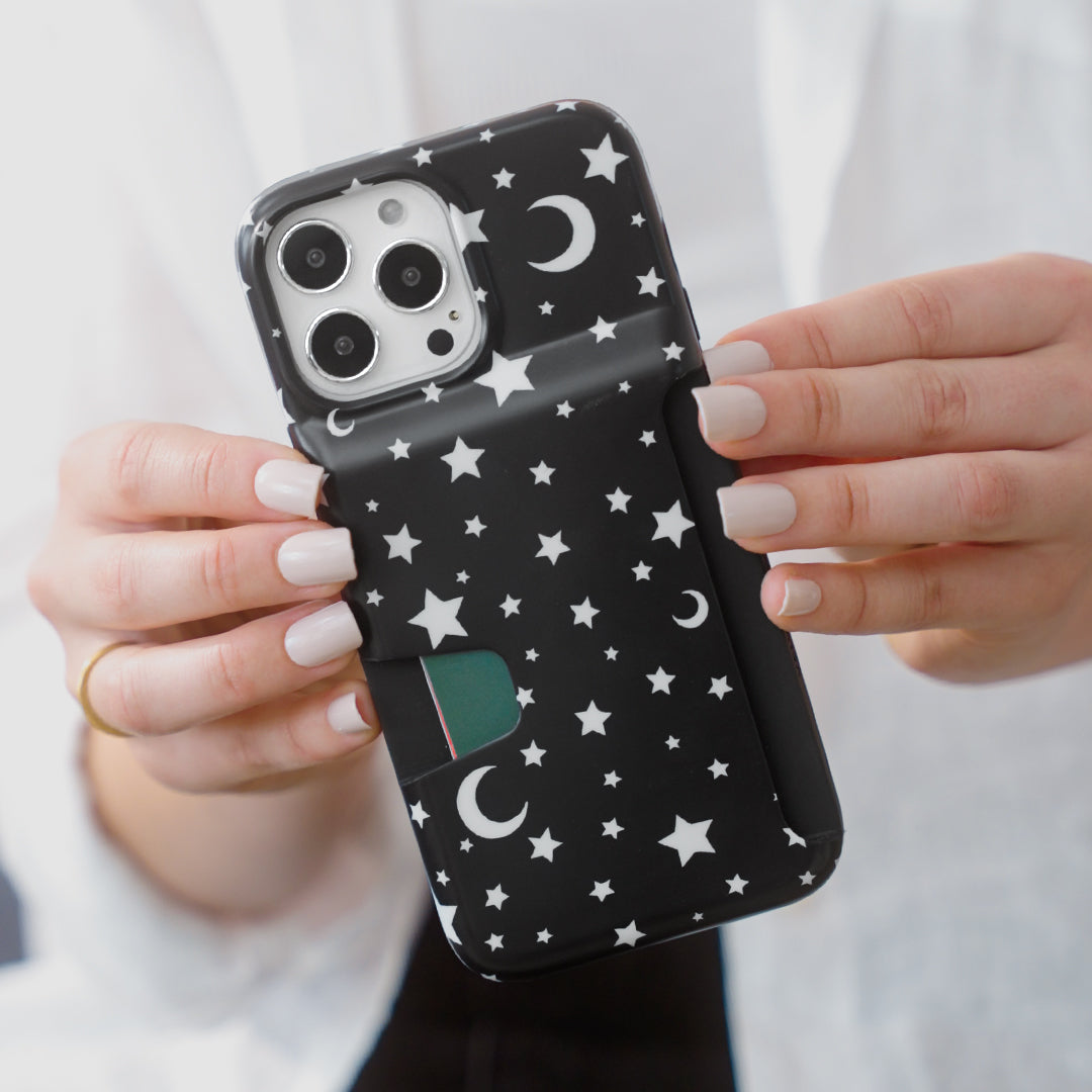 White Stars & Moon Iphone Wallet Case