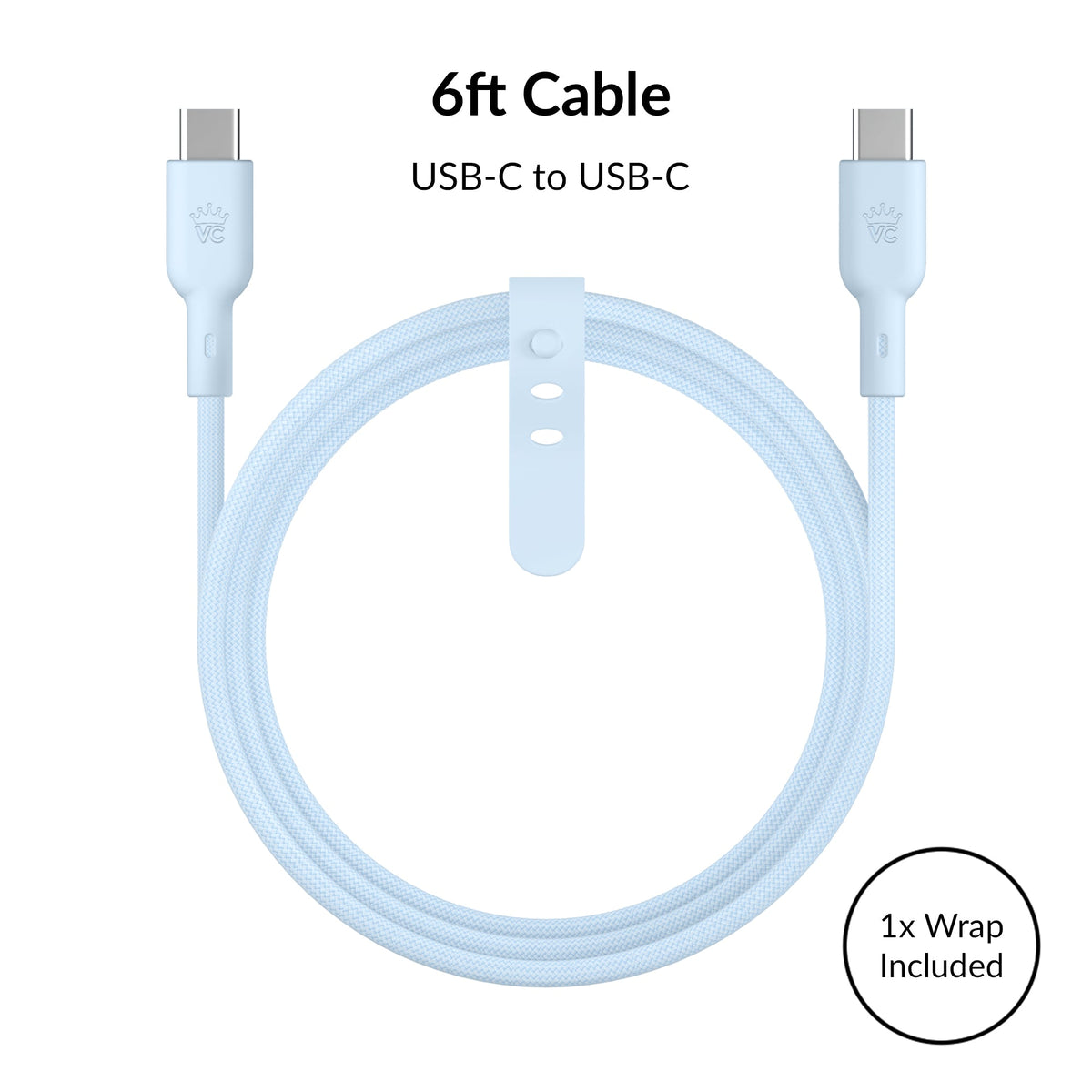 Whisper Blue Fast Charging Set, Dual Port Wall Adapter + 6ft USB-C Cable