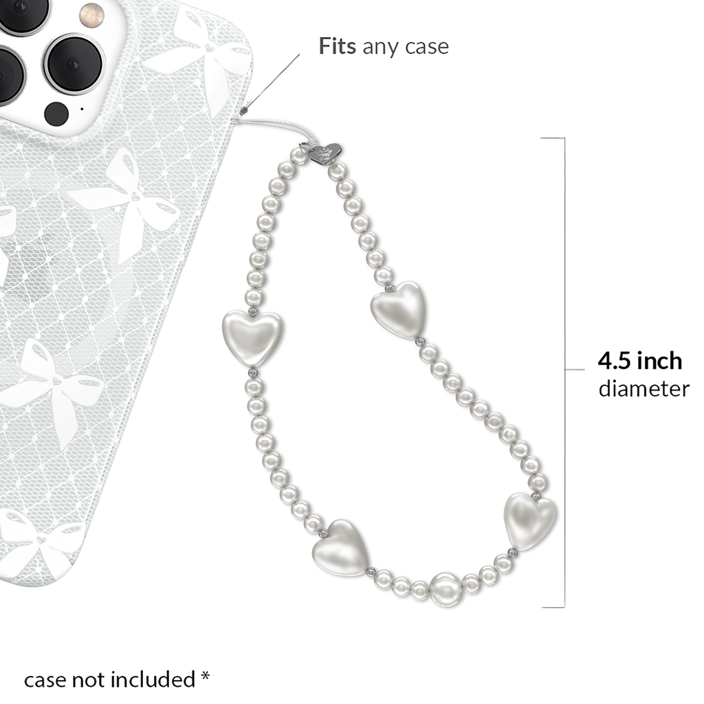 Vintage Pearl Heart Phone Charm