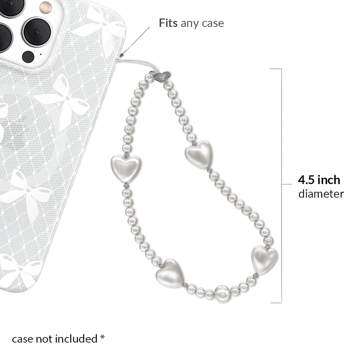 Vintage Pearl Heart Phone Charm