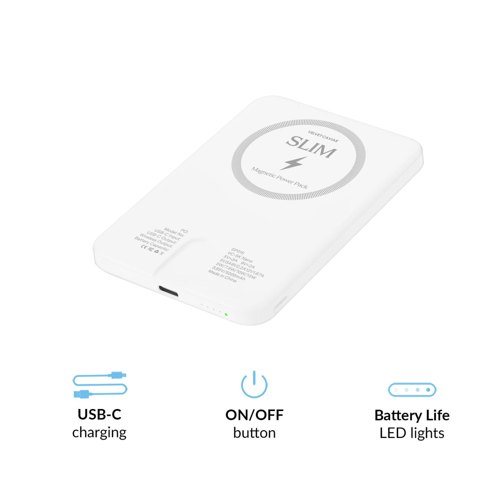 White Slim Portable MagSafe Charger Power Pack