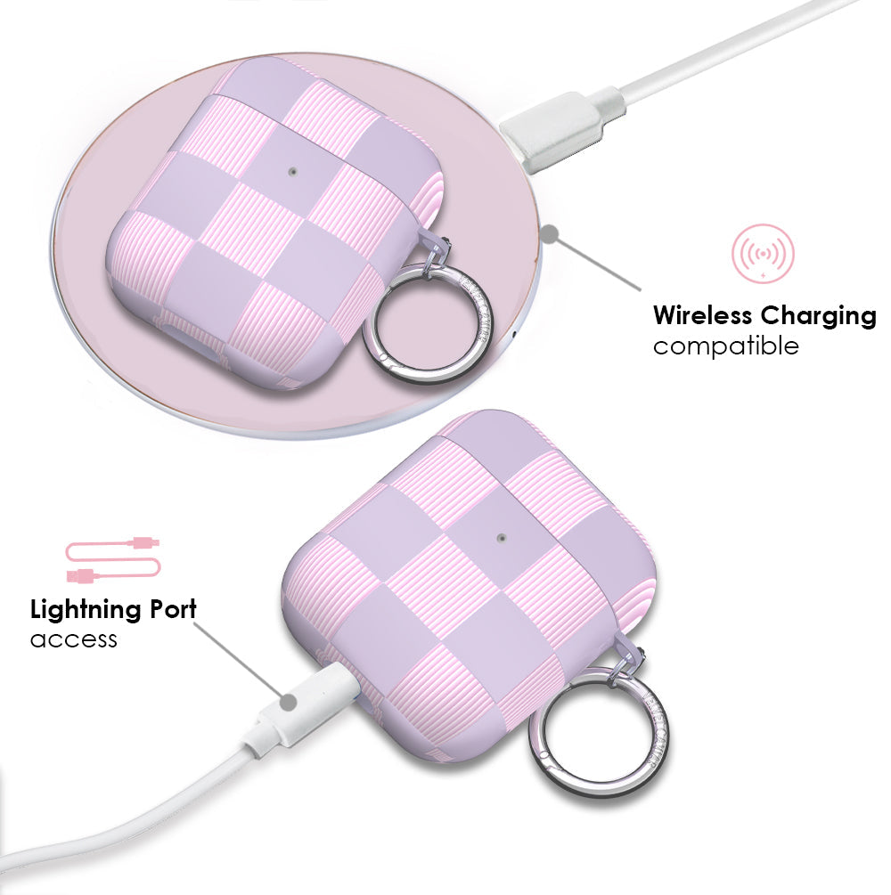 Lilac Vibe Checkered AirPod Case