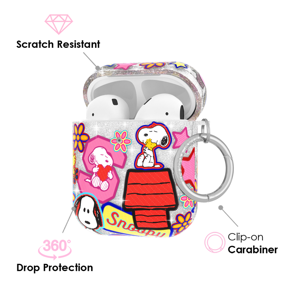 Snoopy Patchwork Glitter AirPod Case