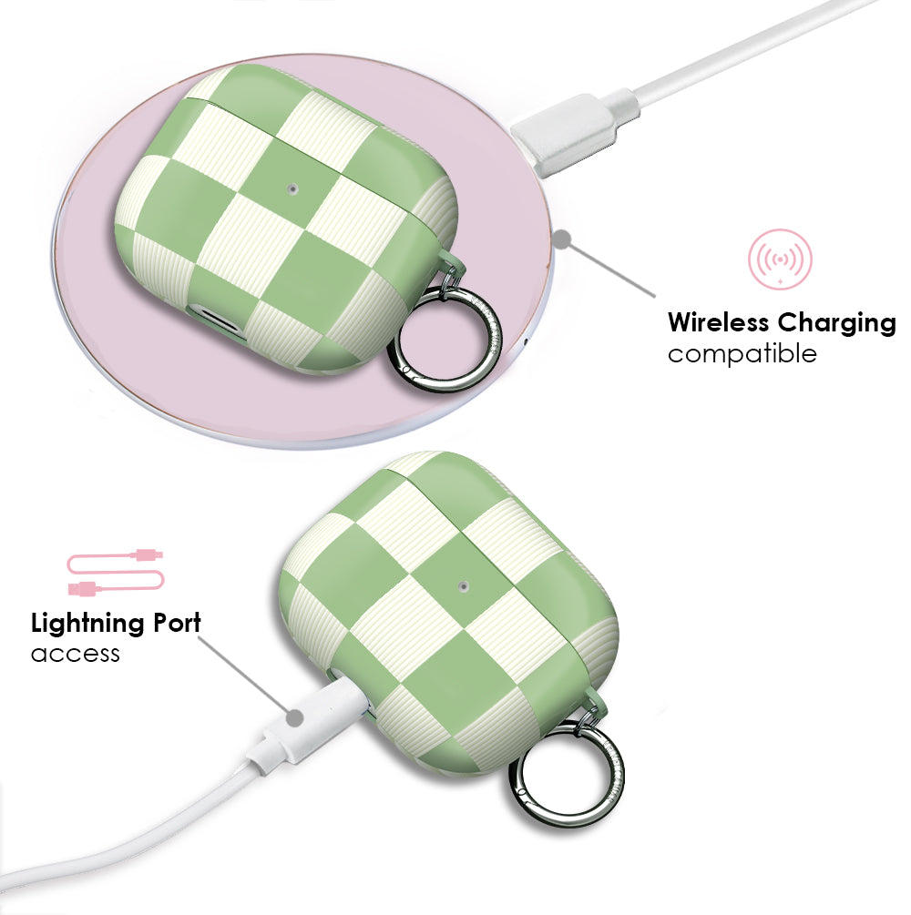 Pistachio Vibe Checkered AirPod Case