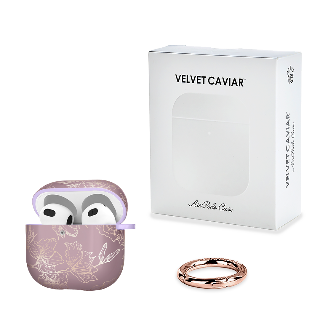 Dusty Rose Chrome Floral AirPods Case