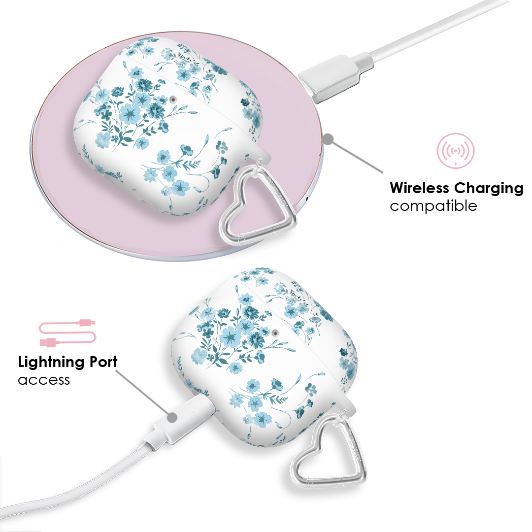 French Blue Floral AirPod Case
