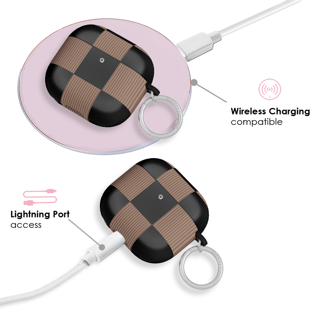 Mocha Vibe Checkered AirPod Case