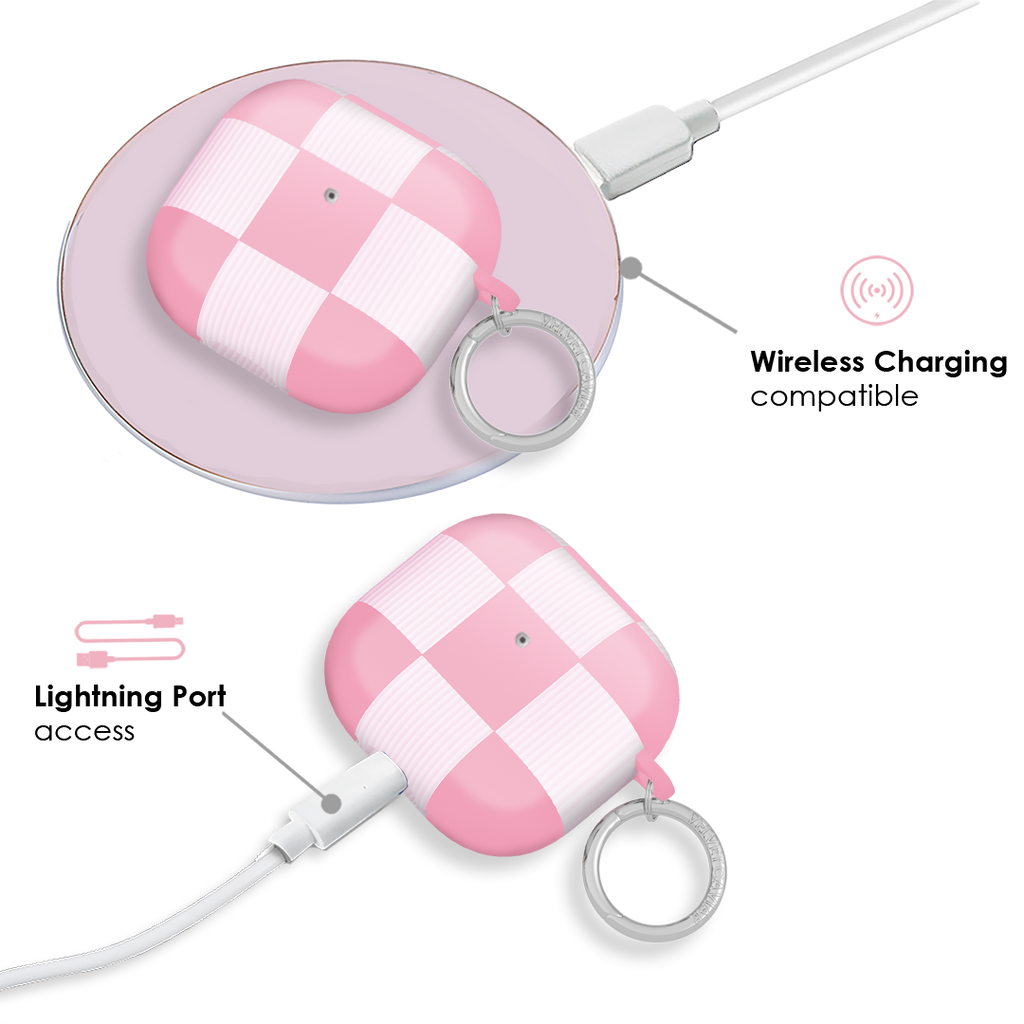 Pink Vibe Checkered AirPod Case