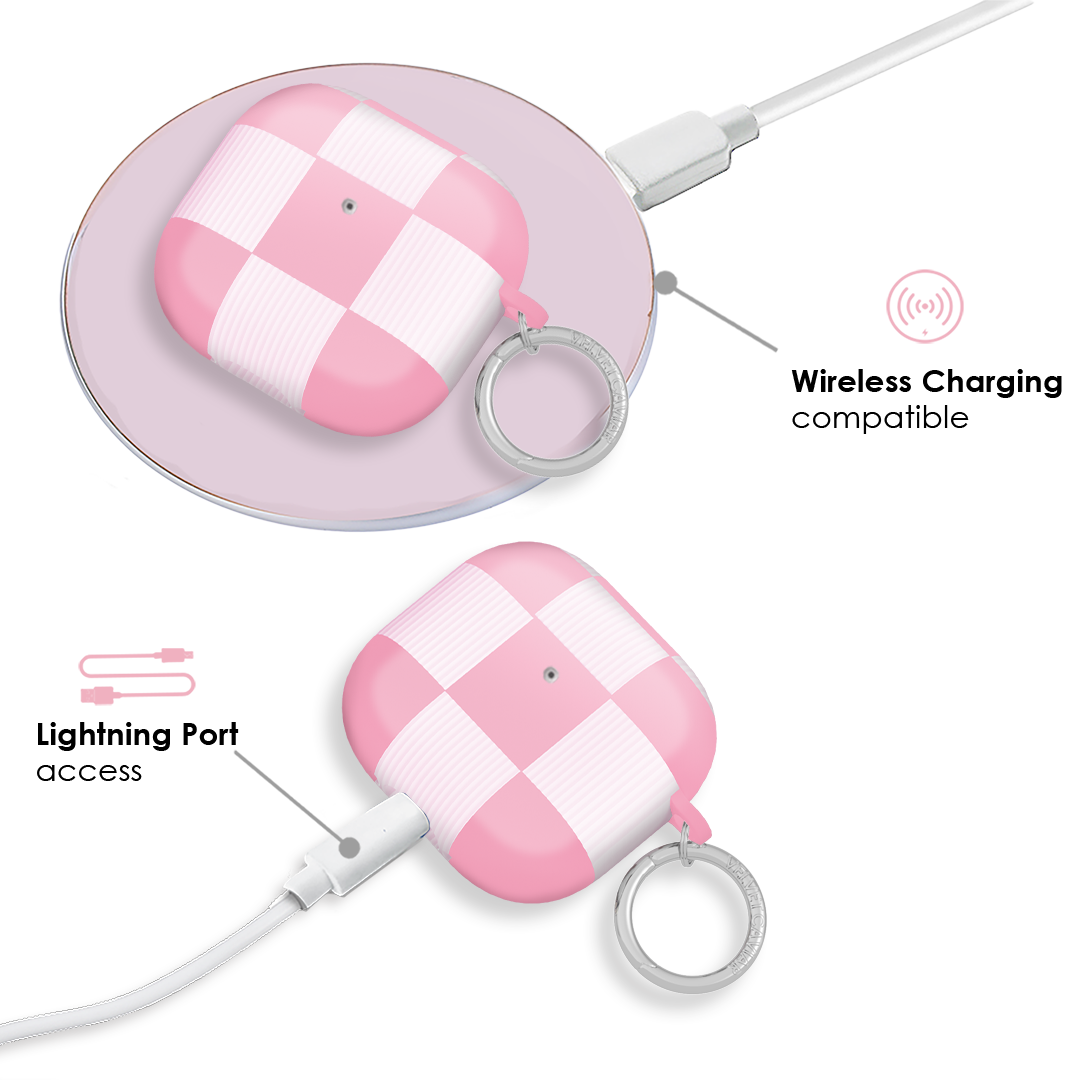 Pink Vibe Checkered AirPod Case
