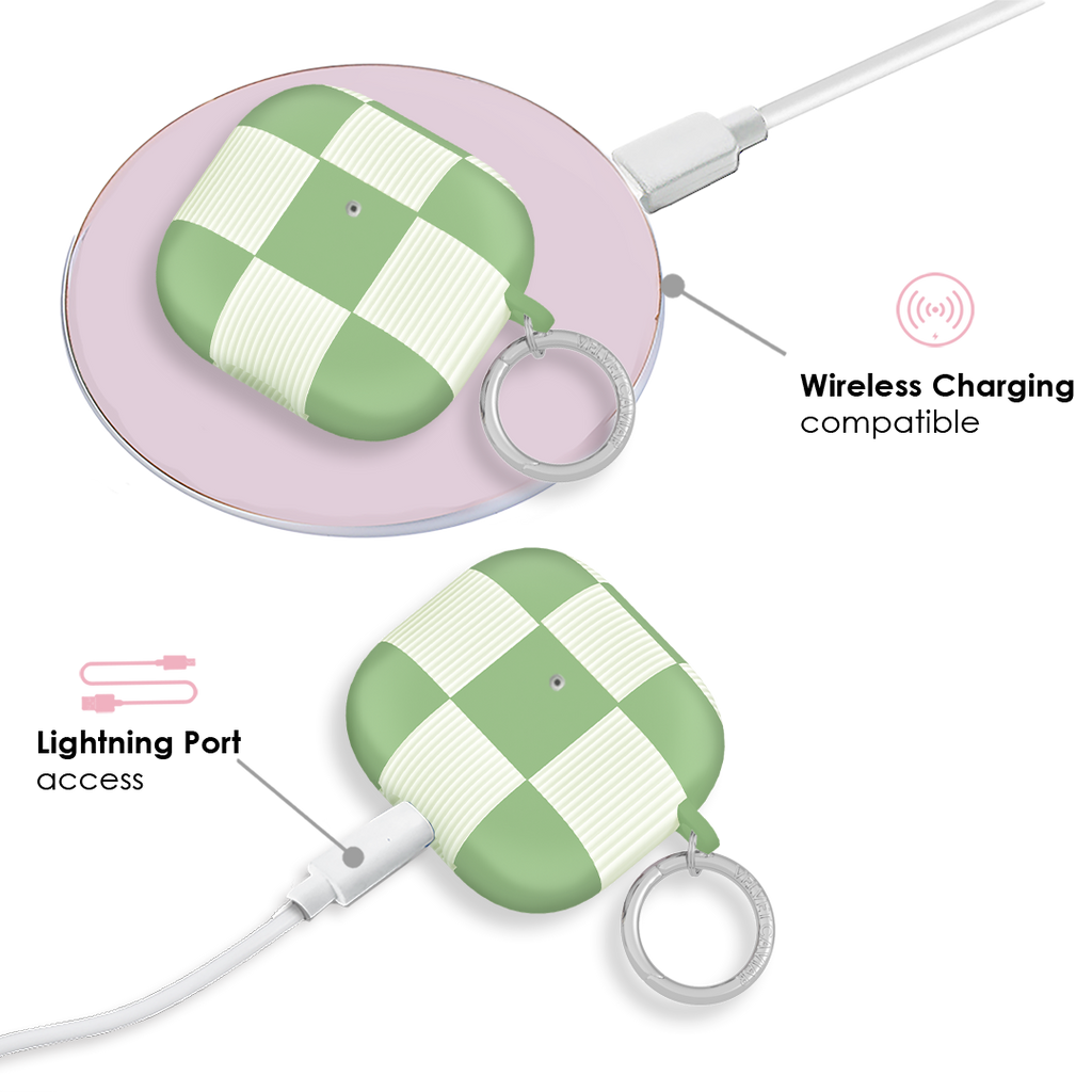 Pistachio Vibe Checkered AirPod Case