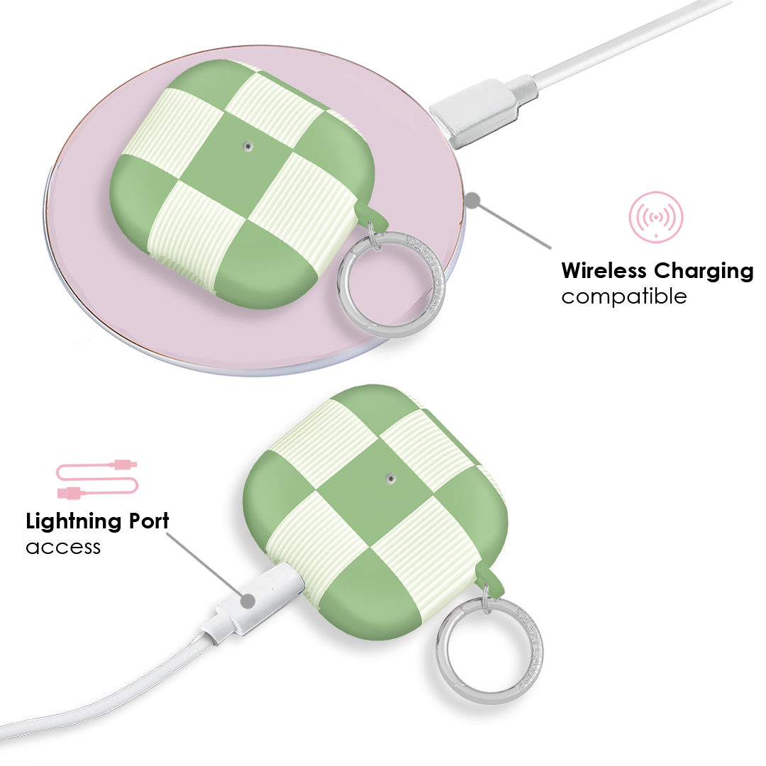 Pistachio Vibe Checkered AirPod Case