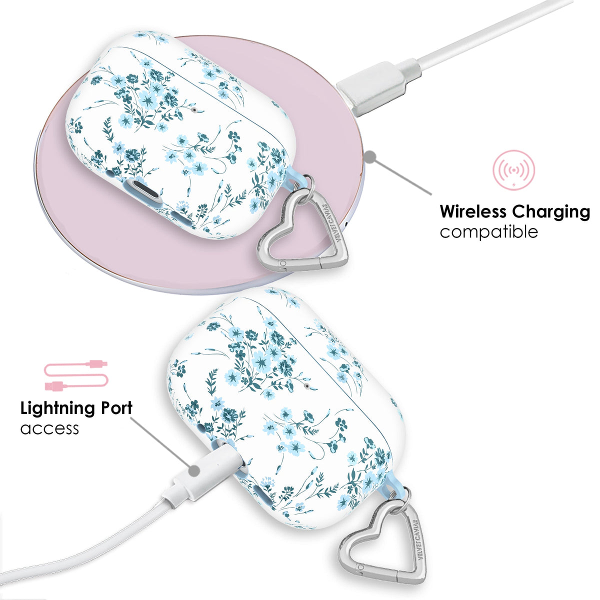 French Blue Floral AirPod Case