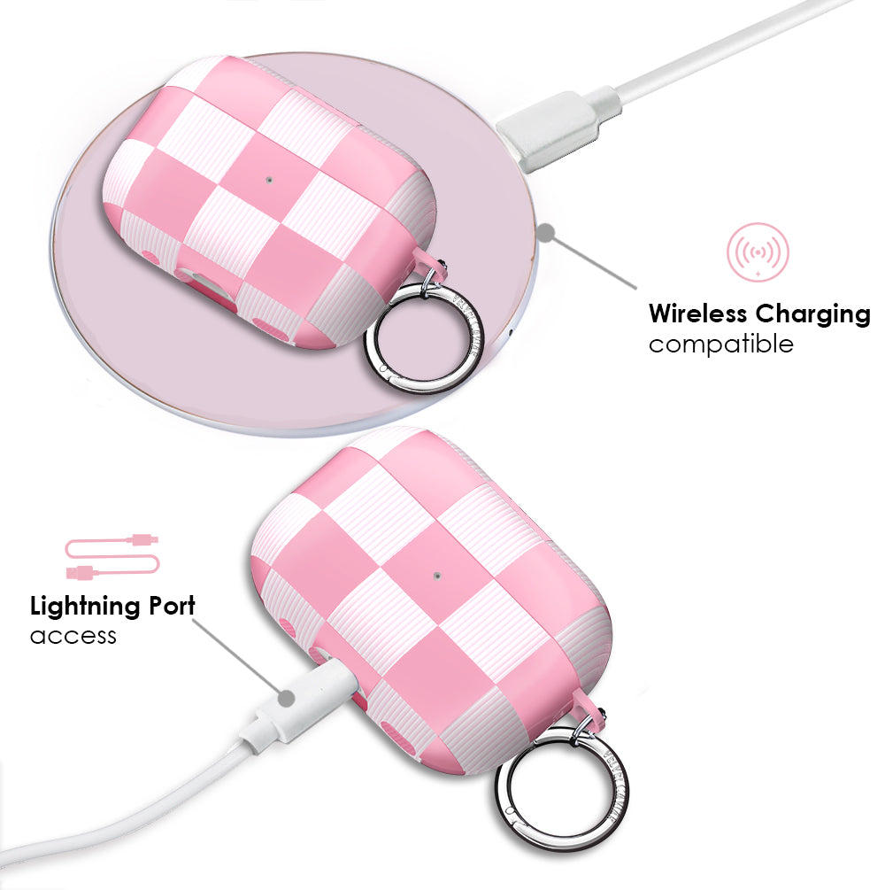 Pink Vibe Checkered AirPod Case