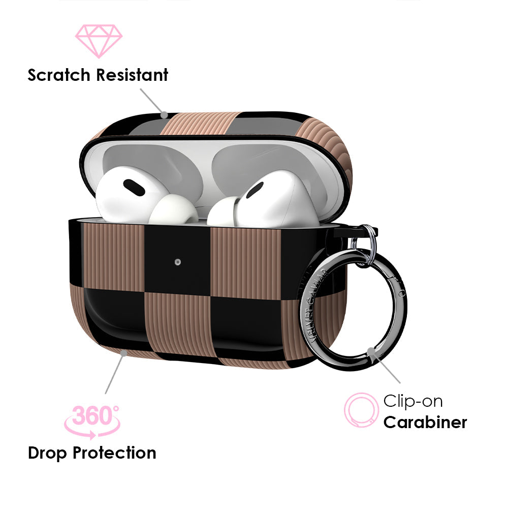 Mocha Vibe Checkered AirPod Case