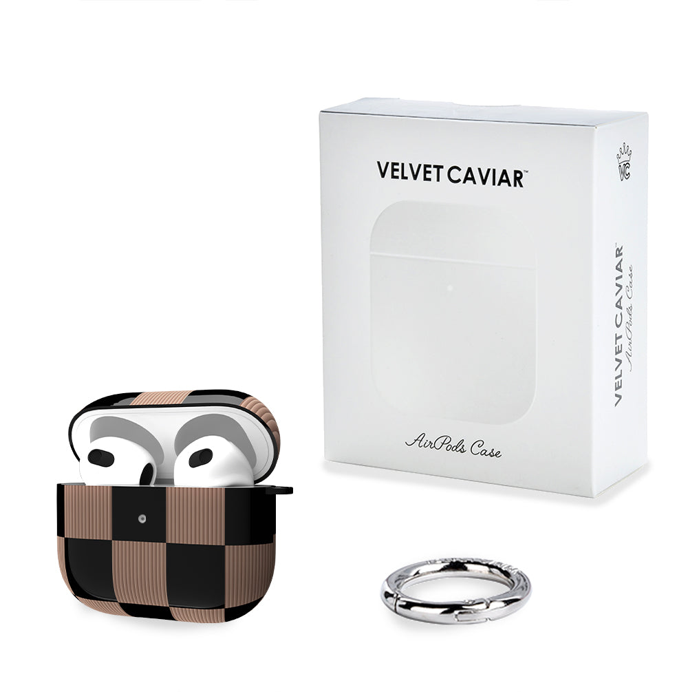 Mocha Vibe Checkered AirPod Case