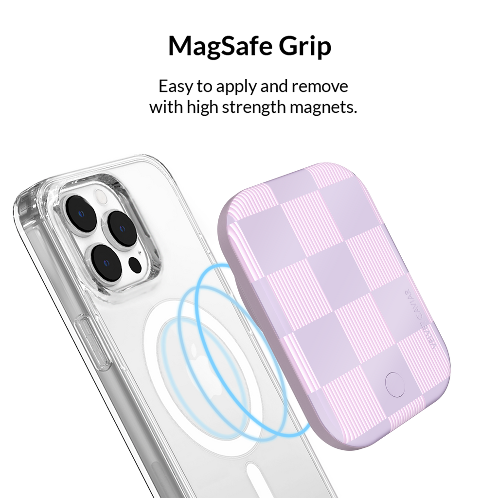 Lilac Vibe Checkered Portable MagSafe Charger Power Pack