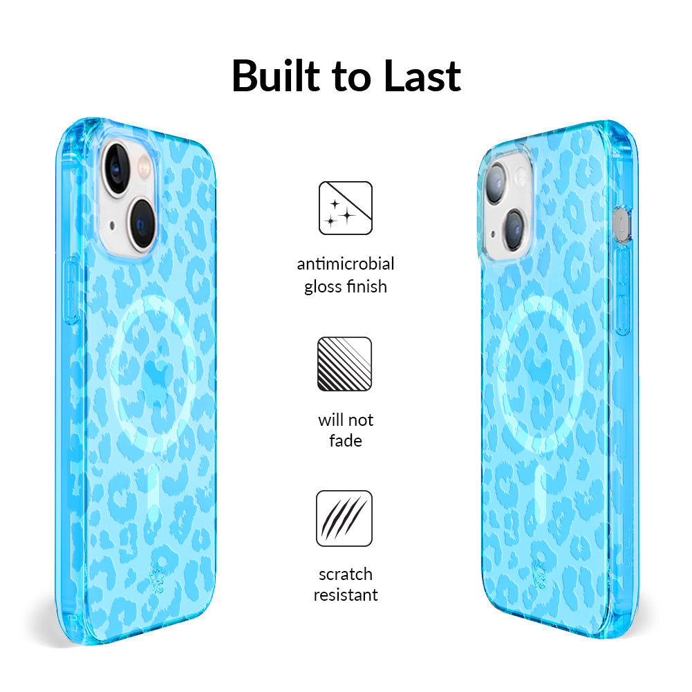 Aqua Blue Leopard iPhone Case