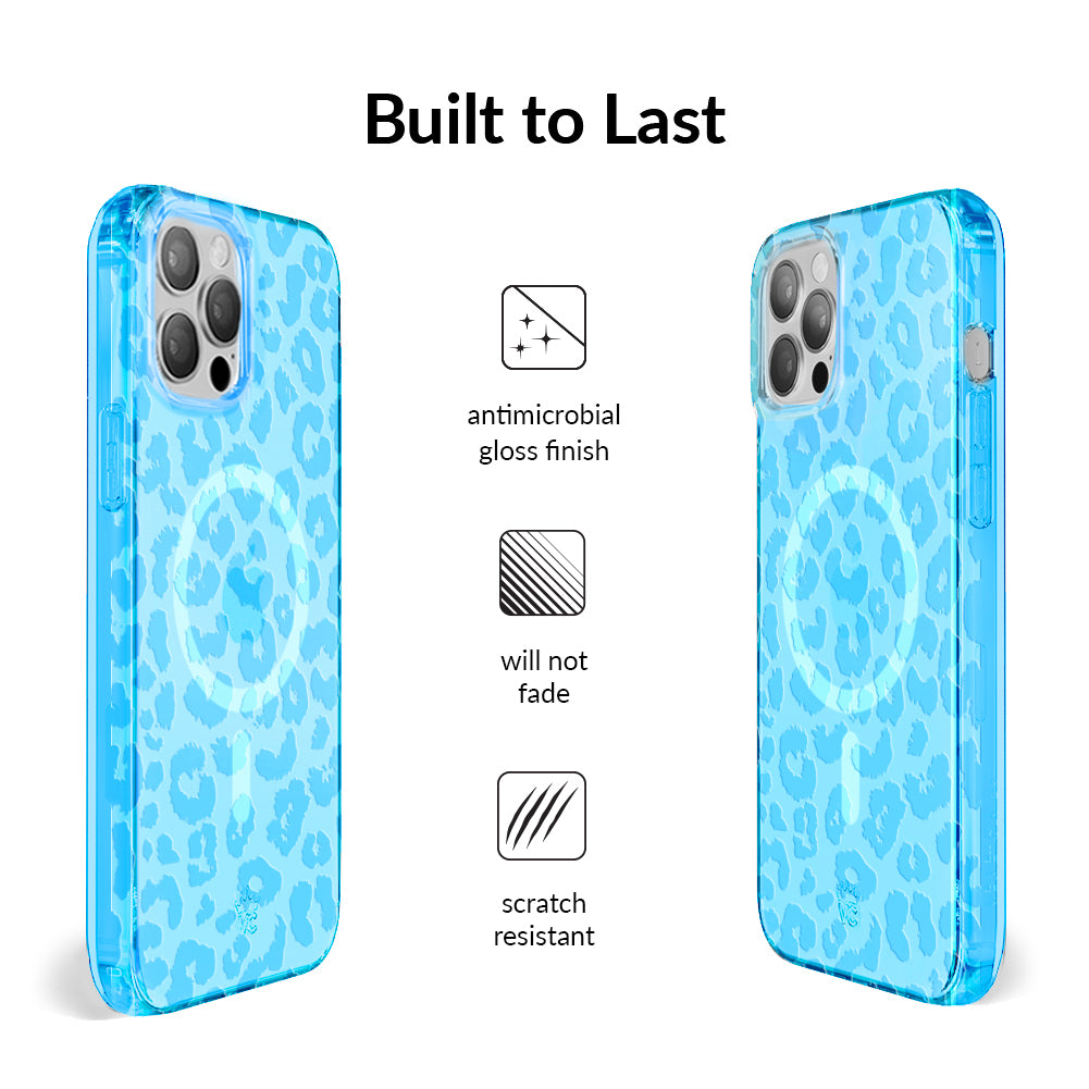 Aqua Blue Leopard iPhone Case