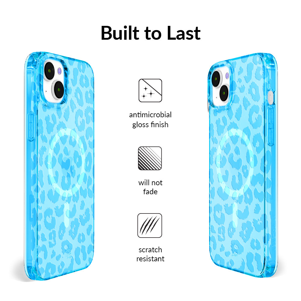 Aqua Blue Leopard iPhone Case