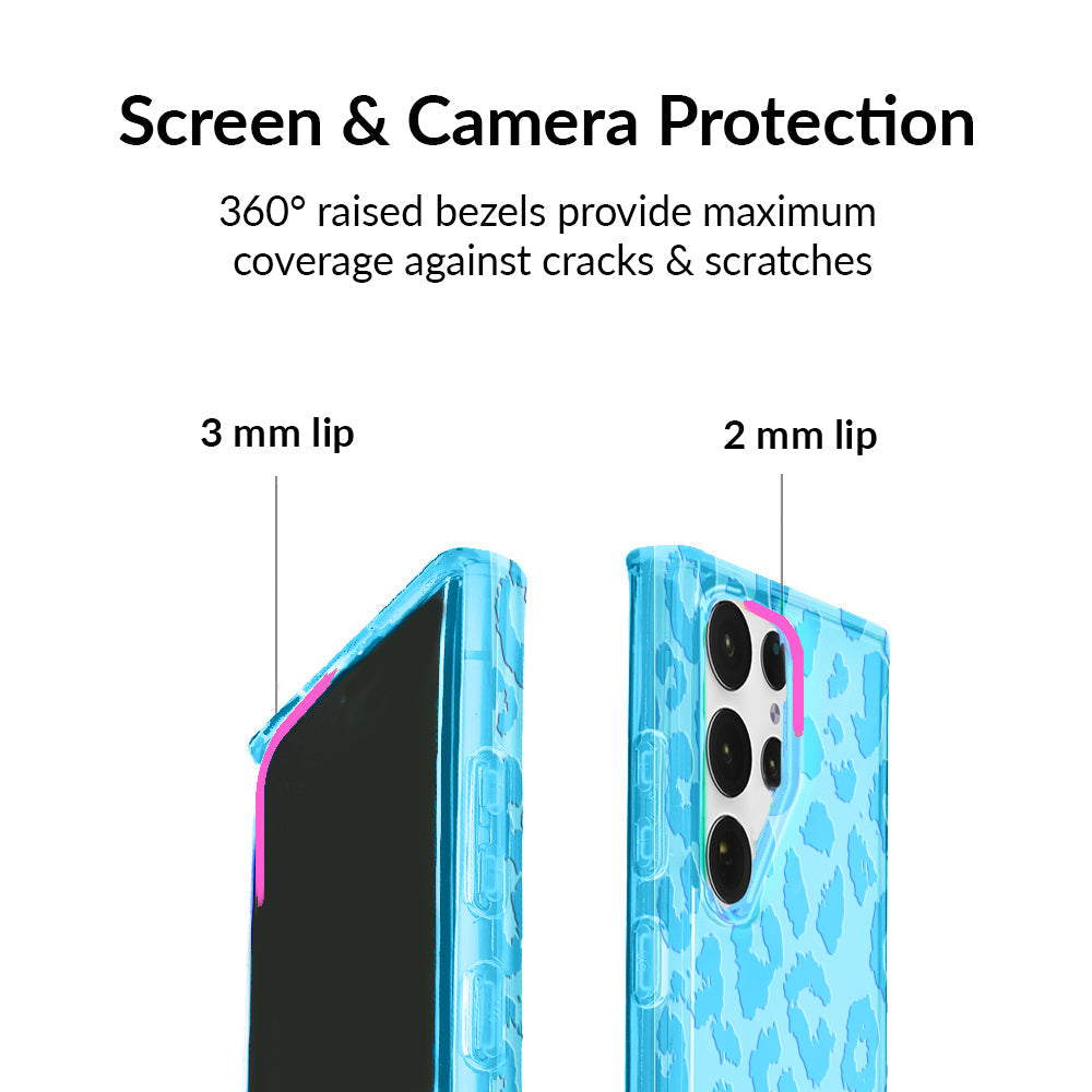 Aqua Blue Leopard Samsung Case