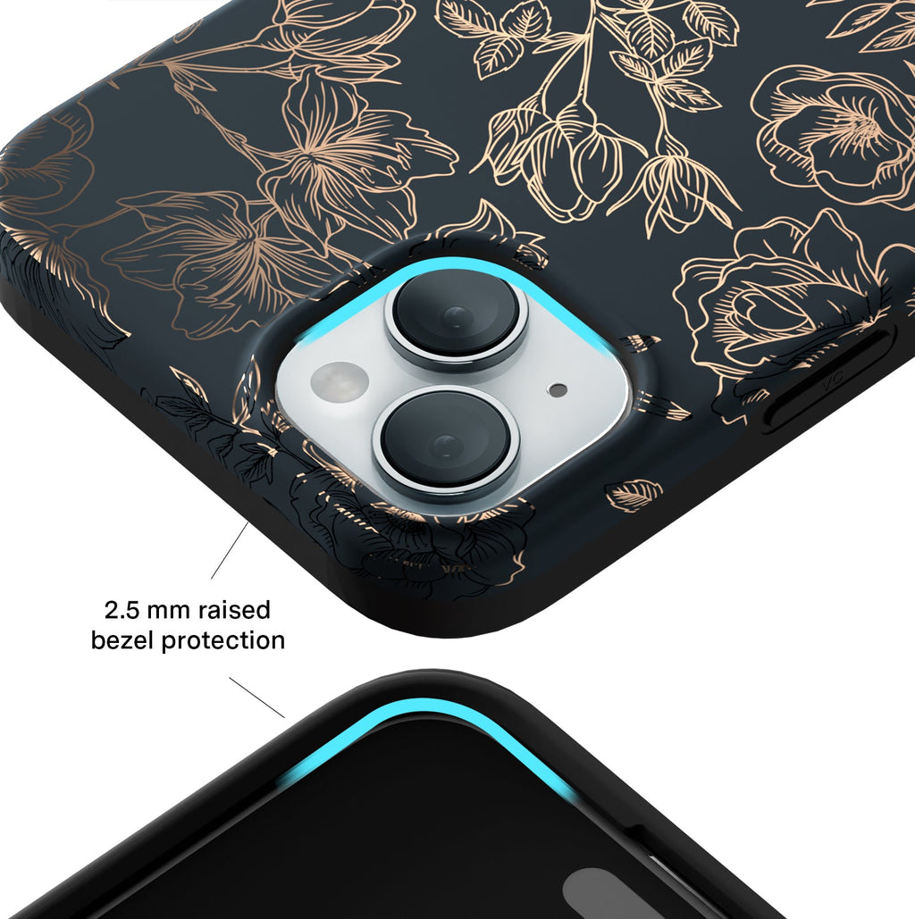 Floral Rose Gold Chrome iPhone Case