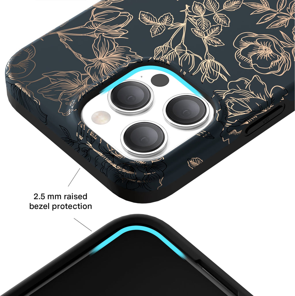 Floral Rose Gold Chrome iPhone Case