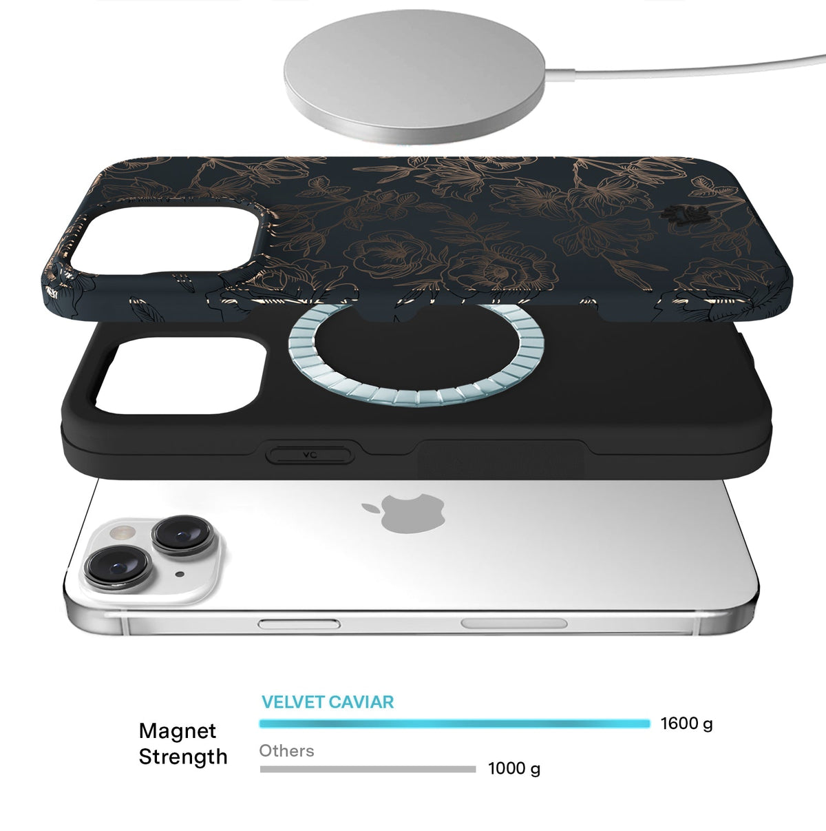 Floral Rose Gold Chrome iPhone Case