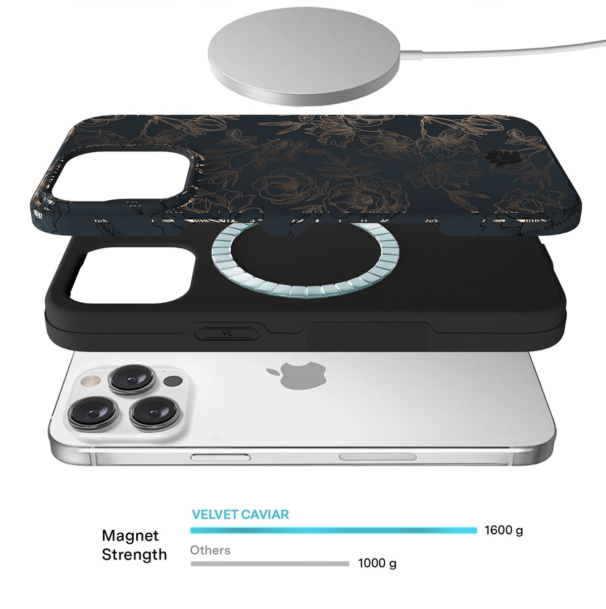 Floral Rose Gold Chrome iPhone Case
