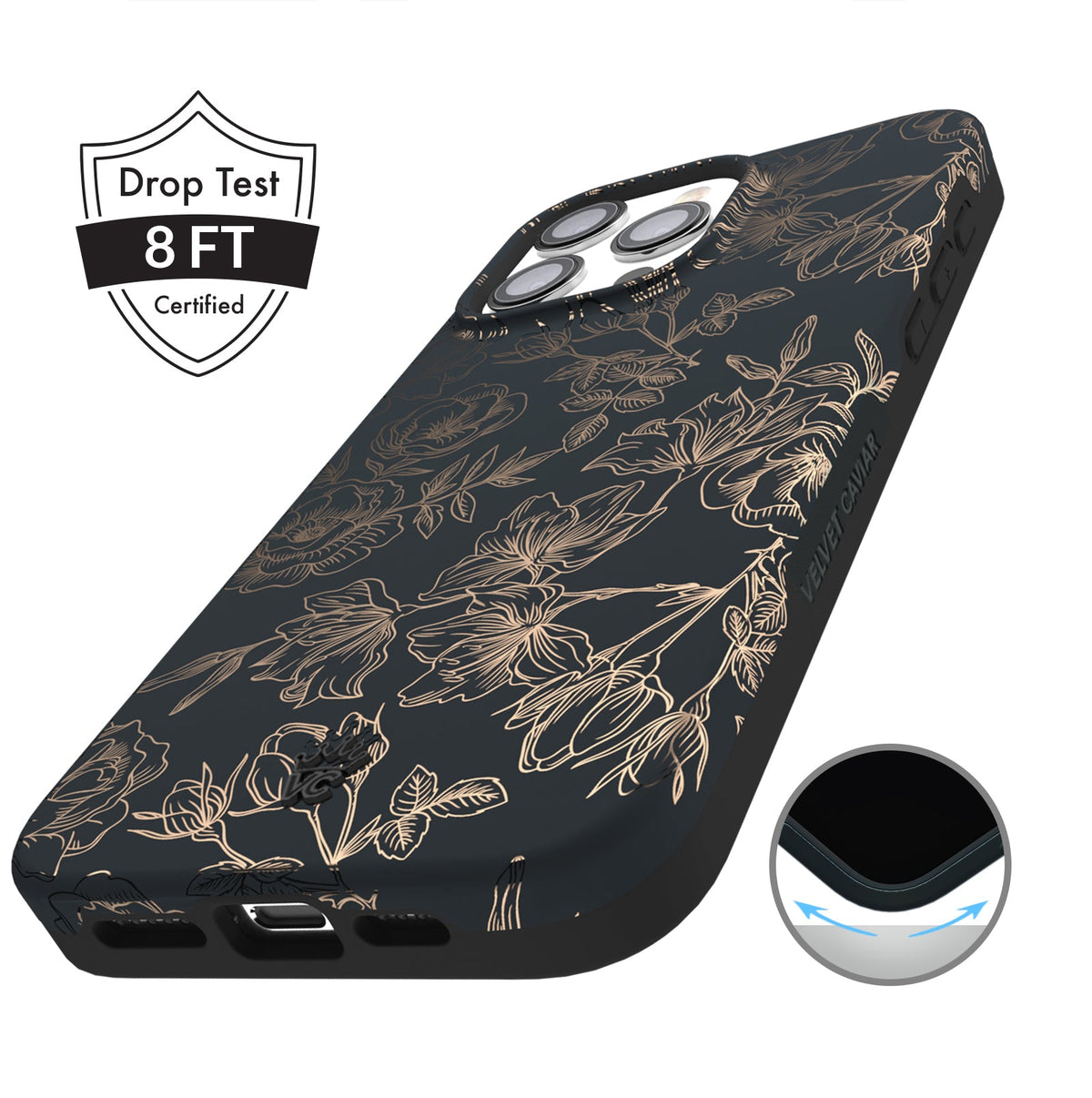 Floral Rose Gold Chrome iPhone Case