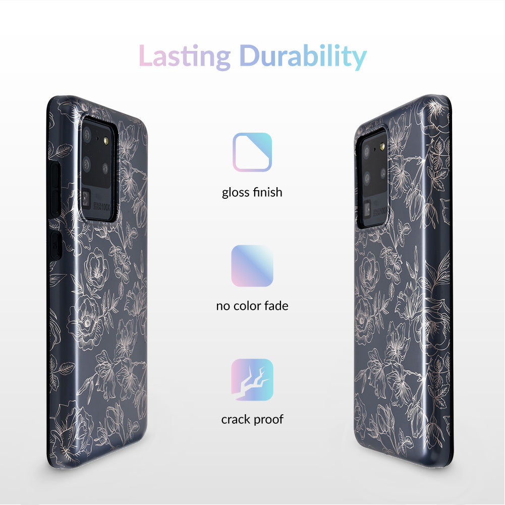 Floral Rose Gold Chrome Samsung Galaxy Case