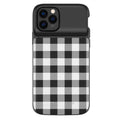 Black Gingham iPhone Charging Case
