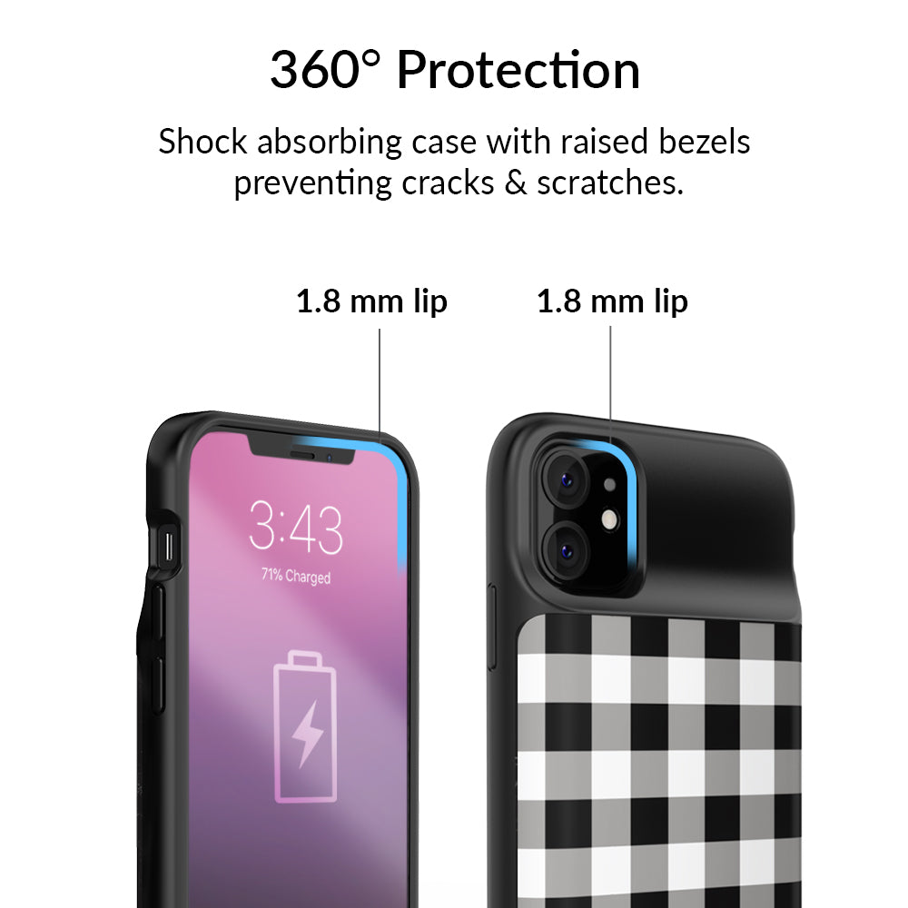 Black Gingham iPhone Charging Case