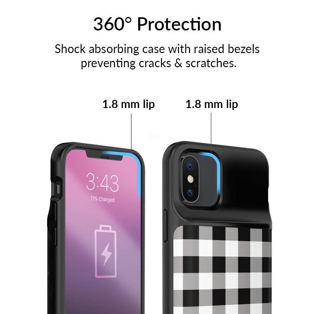 Black Gingham iPhone Charging Case