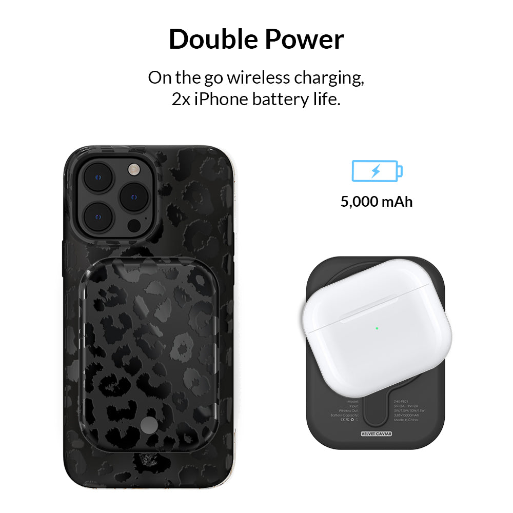 Black Leopard Portable MagSafe Charger Power Pack