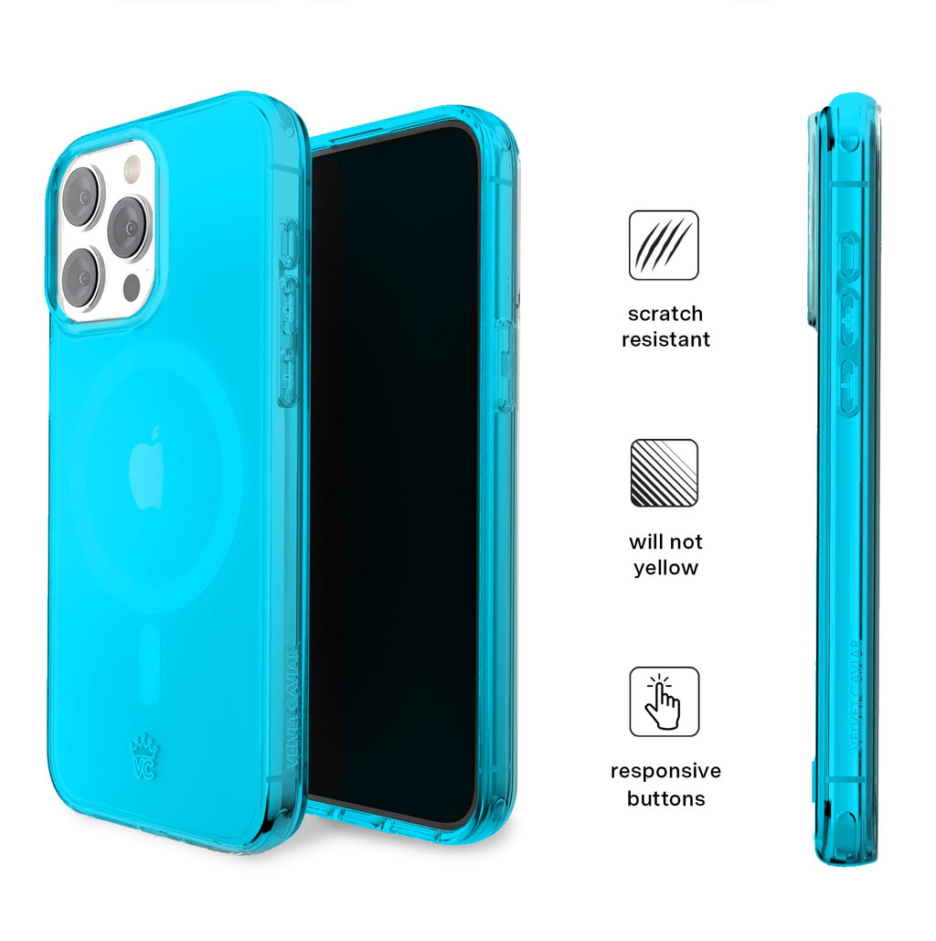Neon Blue Clear iPhone Case