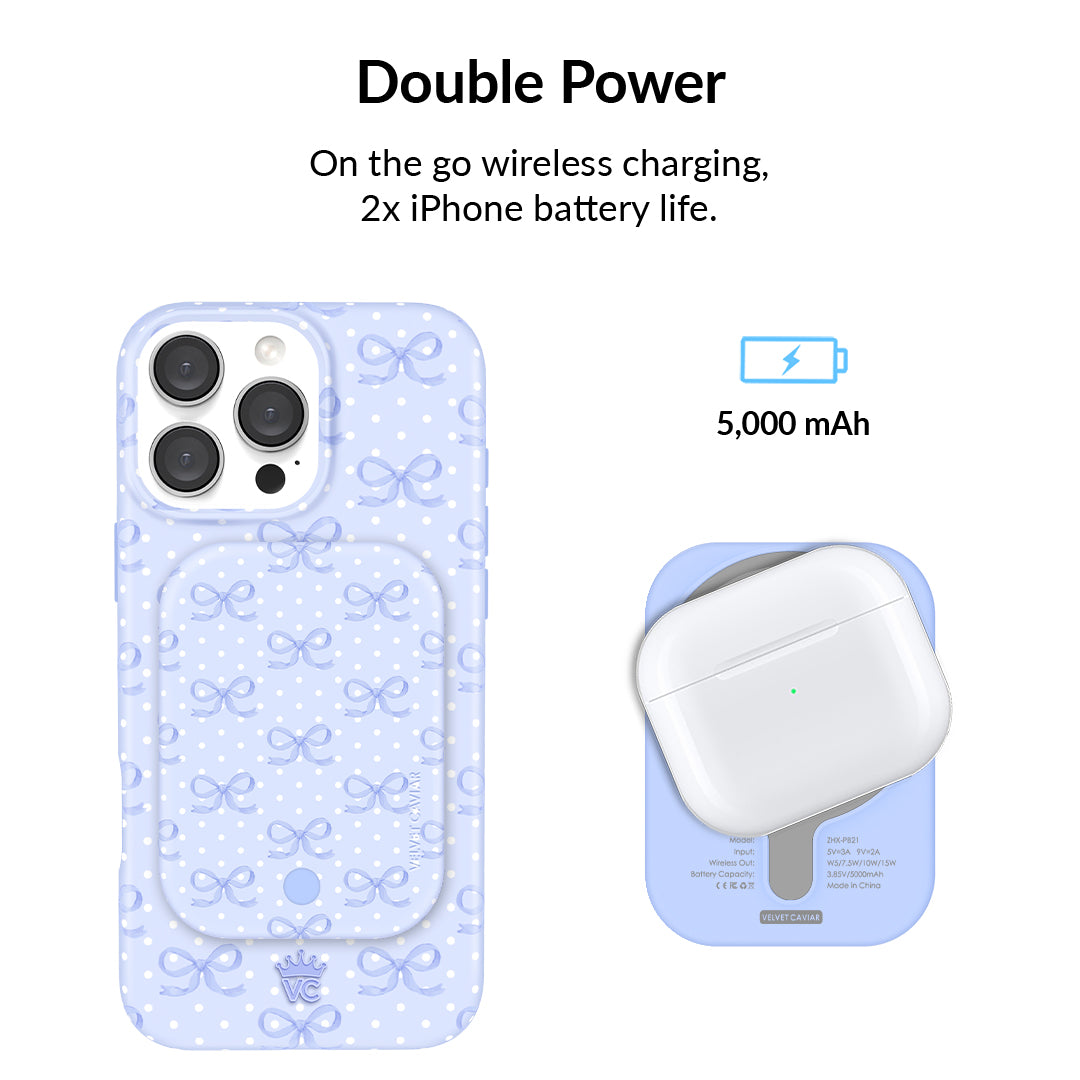 Lovely Blue Bows Portable MagSafe Charger Power Pack