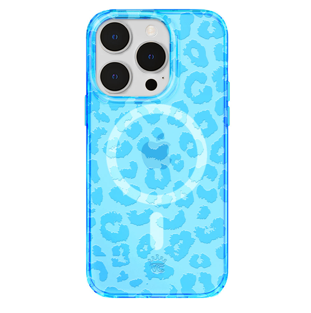 Aqua Blue Leopard iPhone Case