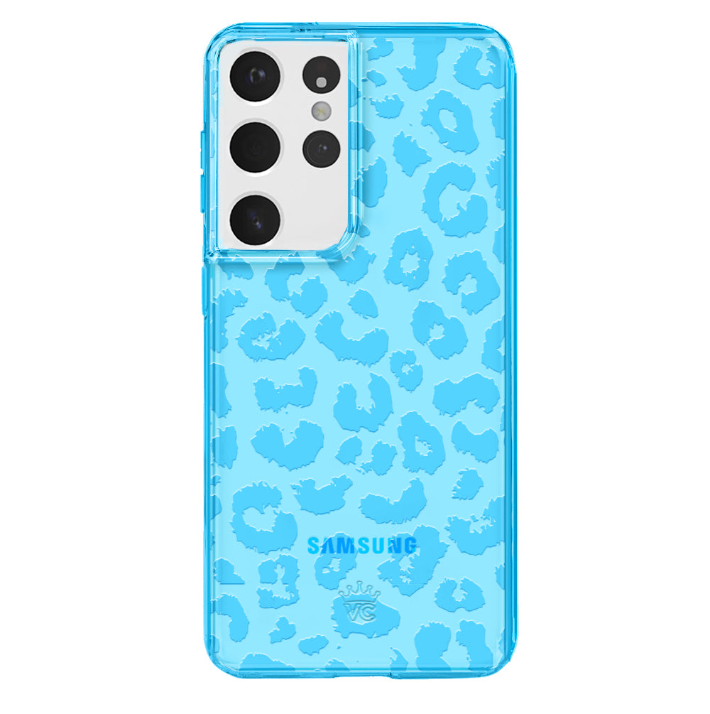 Aqua Blue Leopard Samsung Case