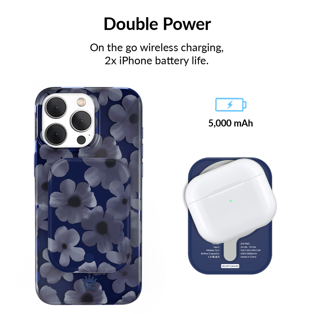 Midnight Blossom Portable MagSafe Charger Power Pack